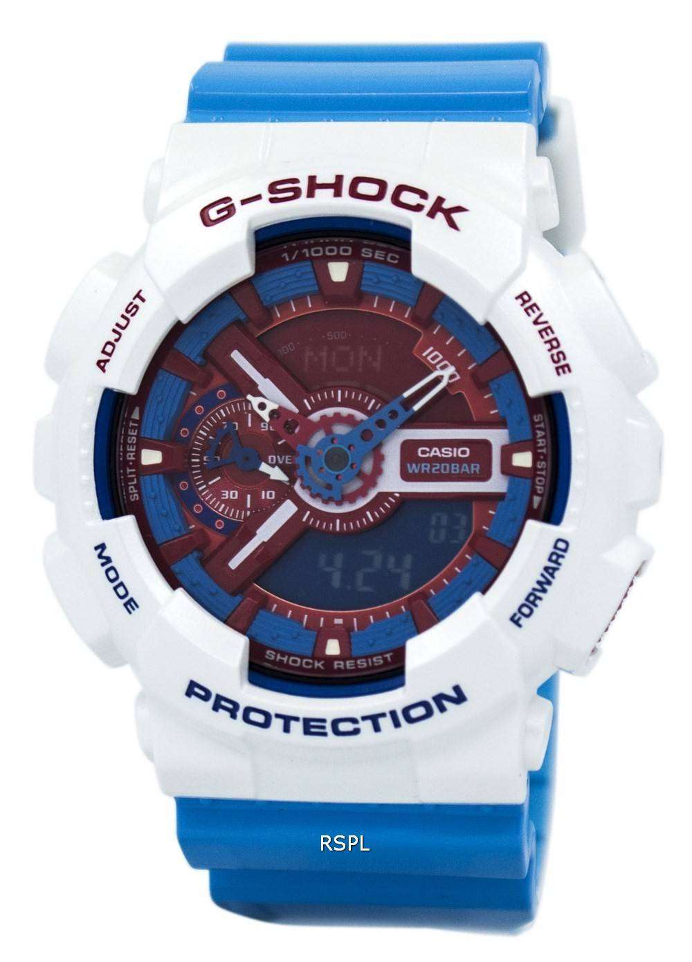 Casio G-Shock Red Blue Analogue Digital GA-110AC-7A Mens Watch
