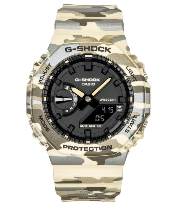Casio G-Shock Analog Digital Camouflage Bio-based Resin Strap Black Dial Quartz GA-2100CM-5A 200M Men's Watch