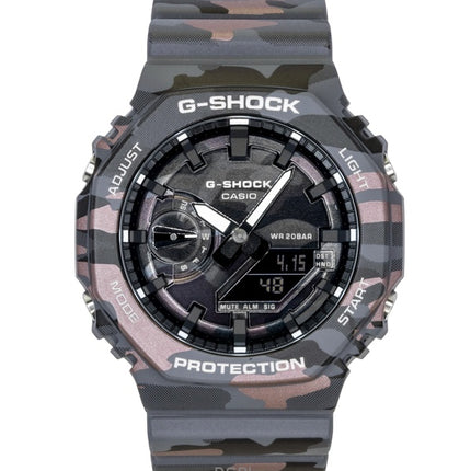 Casio G-Shock Analog Digital Camouflage Bio-based Resin Strap Black Dial Quartz GA-2100CMD-8A 200M Men's Watch