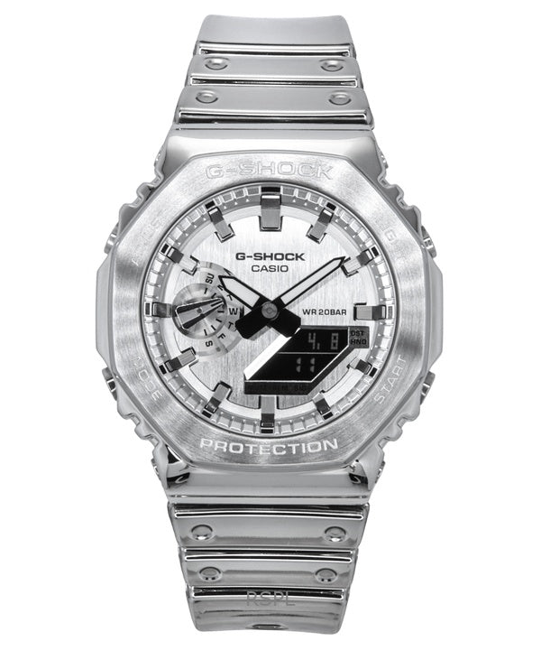 Casio G-Shock G-Steel Fine Metallic Tough Silicone Strap Grey Dial Quartz GM-2100YM-8A 200M Men's Watch