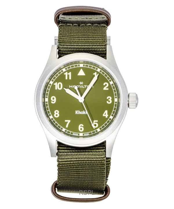 Hamilton Khaki Field Textile Strap Green Dial Quartz H69401960 Men's Watch