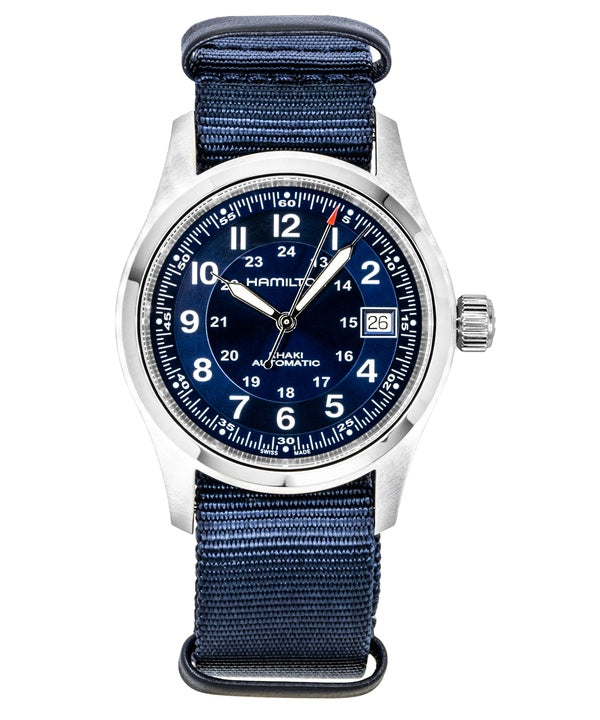 Hamilton Khaki Field Textile NATO Strap Blue Dial Automatic H70455940 100M Men's Watch