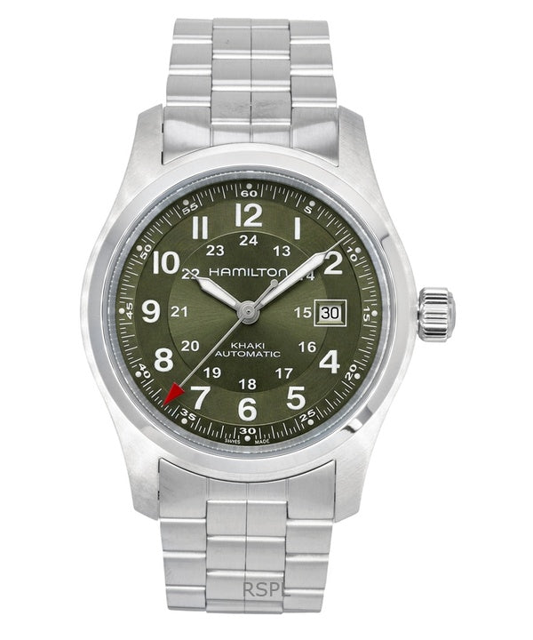 Hamilton Khaki Field Stainless Steel Green Dial Automatic H70605160 100M Men's Watch