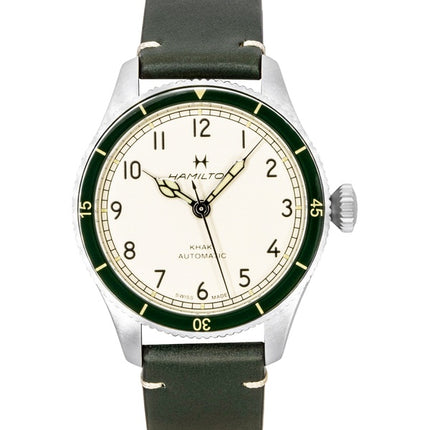 Hamilton Khaki Aviation Pilot Pioneer Leather Strap White Dial Automatic H76255810 100M Men's Watch