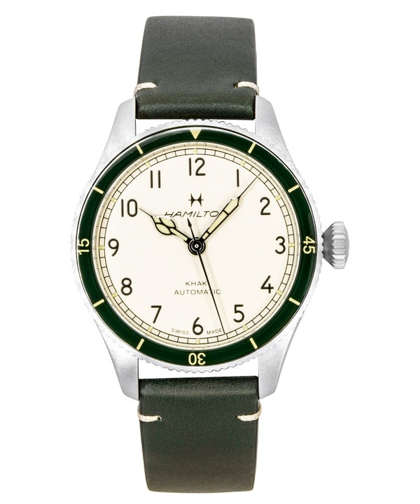 Hamilton Khaki Aviation Pilot Pioneer Leather Strap White Dial Automatic H76255810 100M Men's Watch