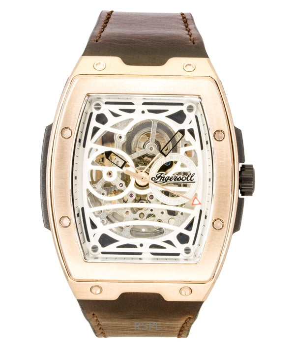 Ingersoll The Challenger Leather Strap Skeleton Silver Dial Automatic I12303 Men's Watch