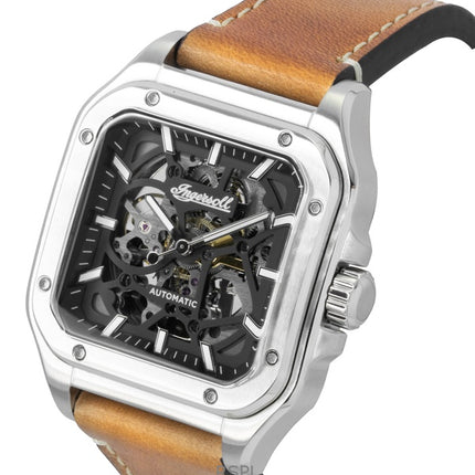 Ingersoll The Ollie Leather Strap Black Skeleton Dial Automatic I14503 Men's Watch