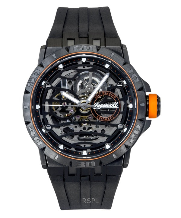 Ingersoll The Rigger Polyurethane Strap Black Skeleton Dial Automatic I17902 Men's Watch
