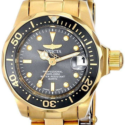 Invicta Pro Diver 200M Quartz Gold IP Black Dial INV14986/14986 Womens Watch