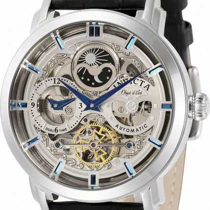 Invicta Objet D Art Skeleton Dial Leather Strap Automatic 32298 Men's Watch