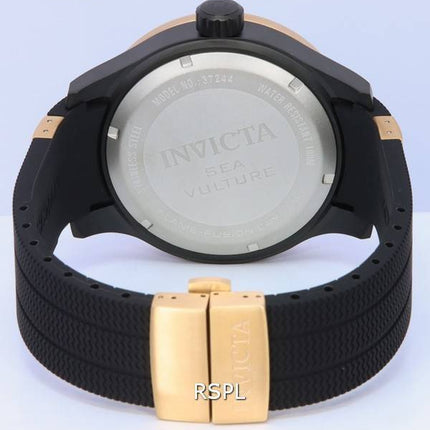 Invicta Sea Vulture Black Silicone Green Dial Quartz 37244 100M Mens Watch