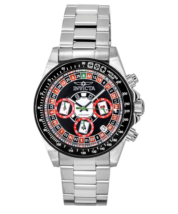 Invicta Speedway Roulette Casino Chronograph GMT Stainless Steel Black Dial Quartz 44643 200M Men's Watch