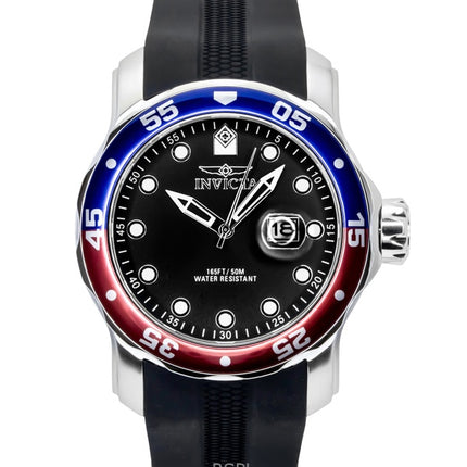 Invicta Pro Diver Silicone Strap Black Dial Pepsi Bezel Quartz 45735 200M Men's Watch