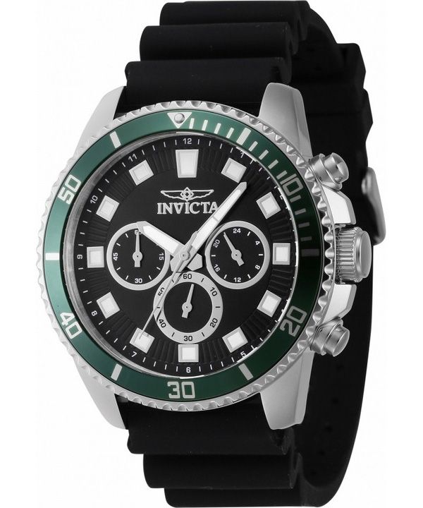Invicta Pro Diver Chronograph Silicone Strap Black Dial Quartz