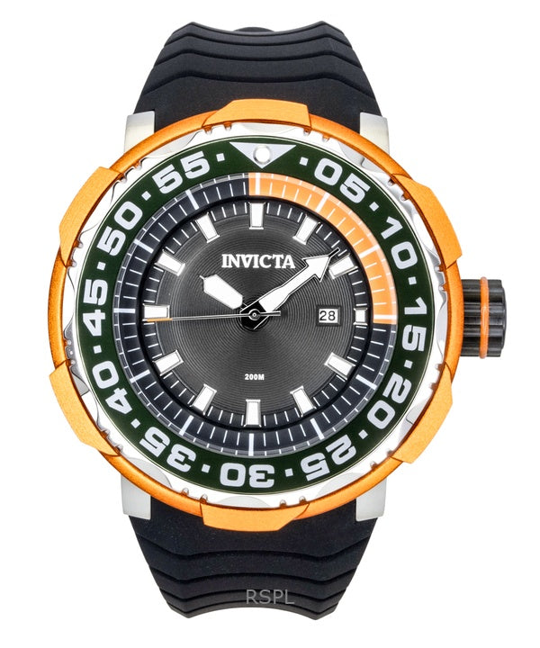 Invicta Pro Diver Ocean Voyage Silicone Strap Black Dial Quartz 48340 200M Men's Watch