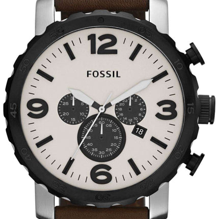 Fossil Nate Chronograph Brown Leather JR1390 Mens Watch