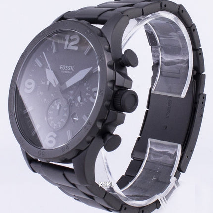 Fossil Nate Chronograph Black Dial Black Ion-plated JR1401 Mens Watch