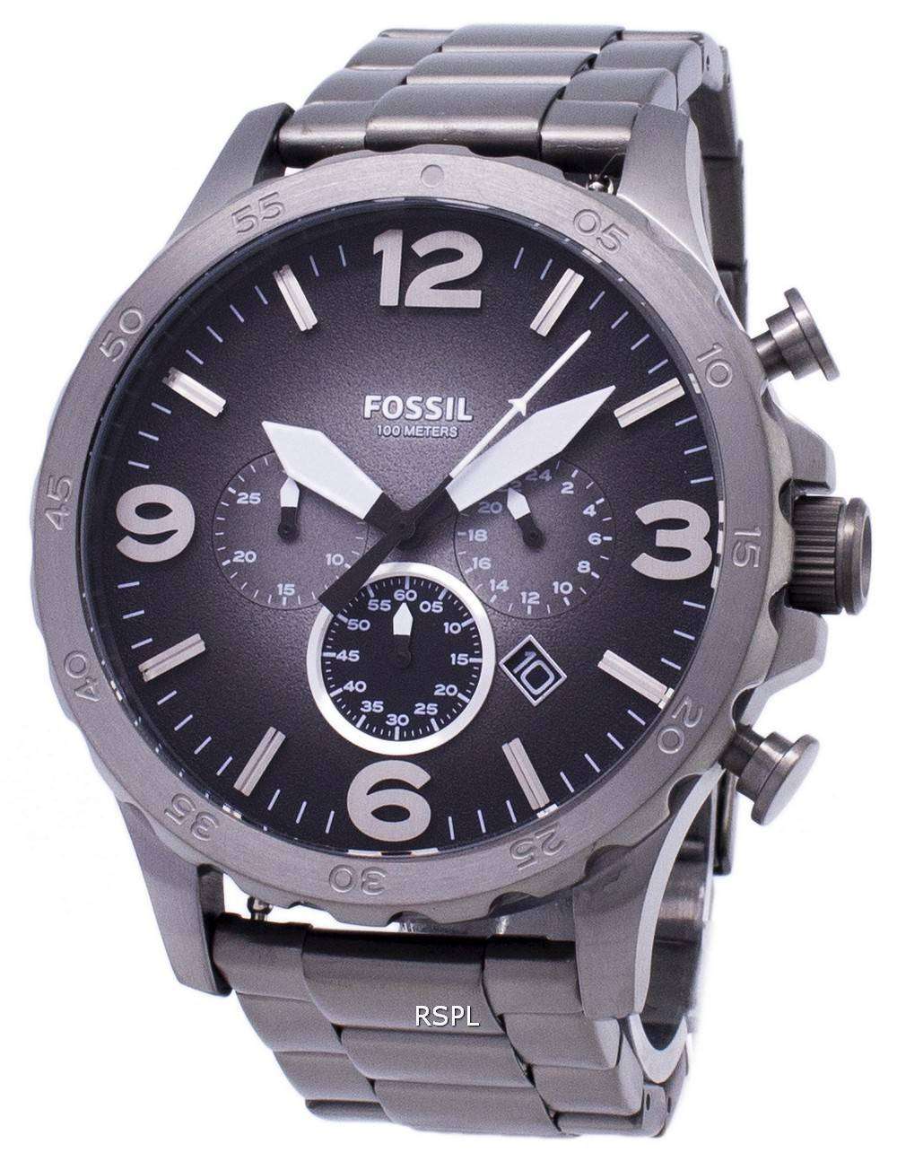 Jr1437 Fossil Nate Chronograph Smoke Grey Dial JR1437 Mens Watch – Citywatches.in