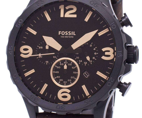 Fossil Nate Chronograph Brown Leather JR1487 Mens Watch