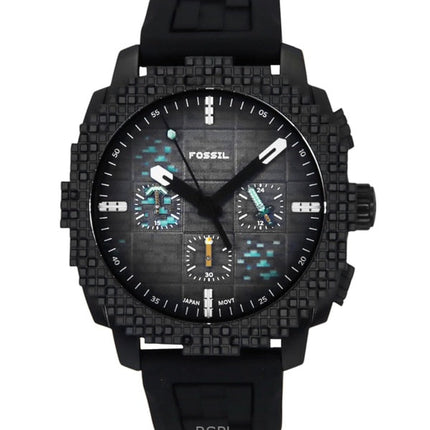 Fossil Minecraft Deepslate Chronograph Limited Edition Silicone Strap Black Dial Quartz LE1205 Men's Watch