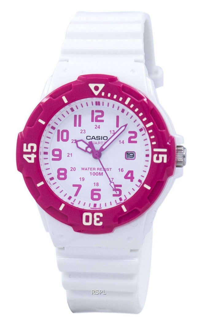 Casio Analog Hot Pink White Dial LRW-200H-4BVDF LRW-200H-4BV Womens Watch