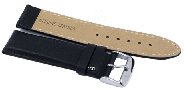 Black Ratio Brand Leather Watch Strap 22mm