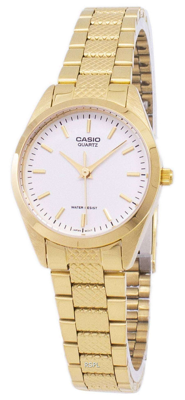 Casio Analog Quartz Gold Tone White Dial LTP-1274G-7ADF LTP-1274G-7A Womens Watch