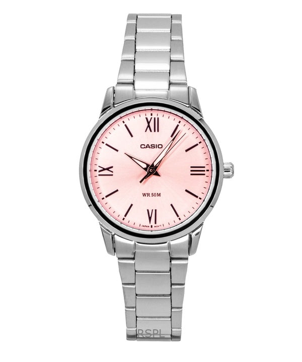 Casio Analog Stainless Steel Pink Dial Quartz LTP-1303DD-4AV Women's Watch