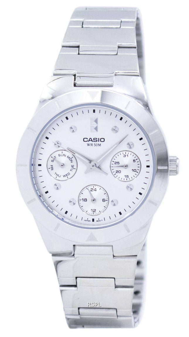 Casio Enticer Analog Quartz Silver Dial LTP-2083D-7AVDF LTP-2083D-7AV Womens Watch
