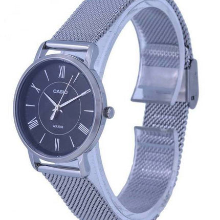 Casio Enticer Stainless Steel Mesh Black Dial Quartz LTP-B110M-1AV LTPB110M-1 Women's Watch