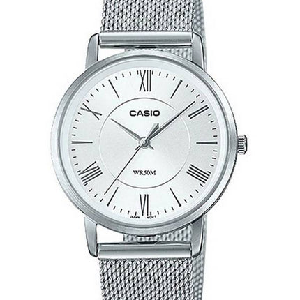Casio Analog Silver Dial Stainless Steel Quartz LTP-B110M-7A LTPB110M-7 Women's Watch