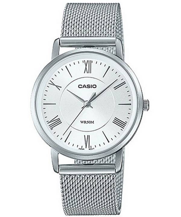 Casio Analog Silver Dial Stainless Steel Quartz LTP-B110M-7A LTPB110M-7 Women's Watch