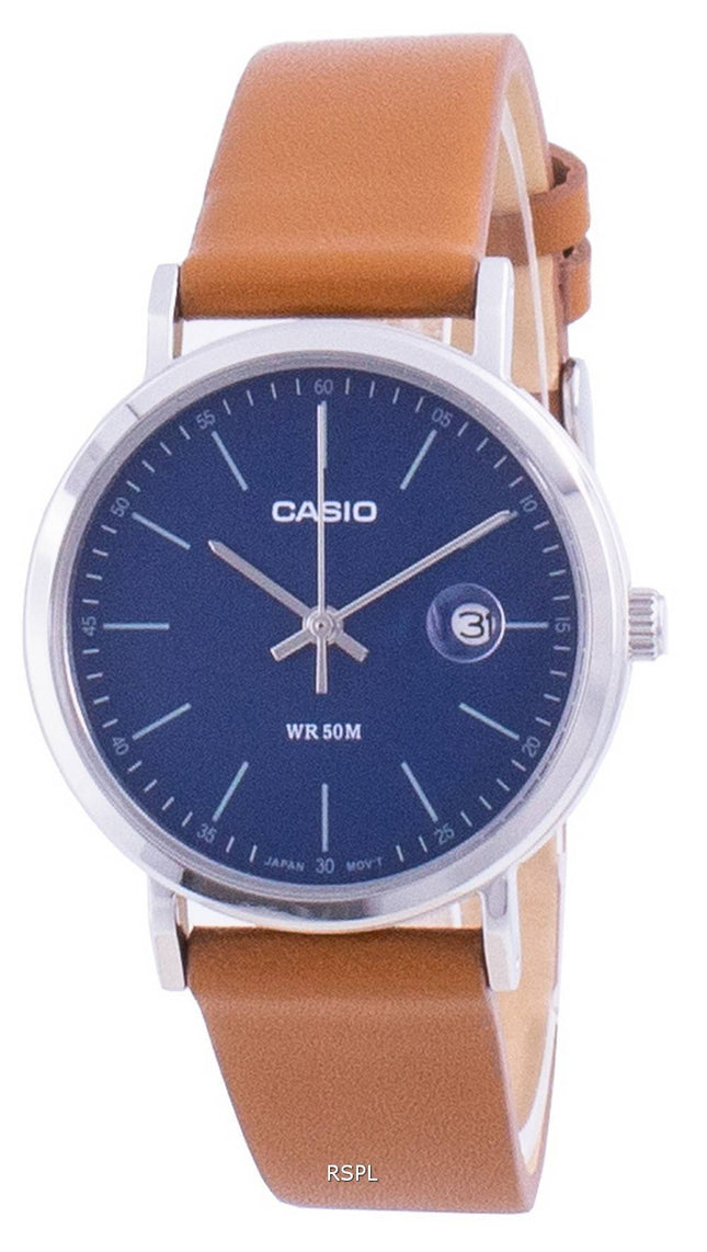 Casio Analog Blue Dial Leather Strap LTP-E175L-2E LTPE175L-2 Womens Watch