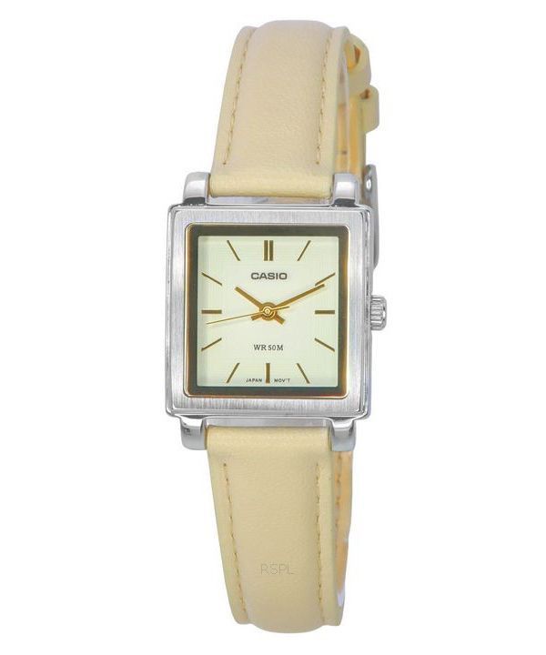 Casio Standard Analog Leather Strap Beige Dial Quartz LTP-E176L-5A Women's Watch