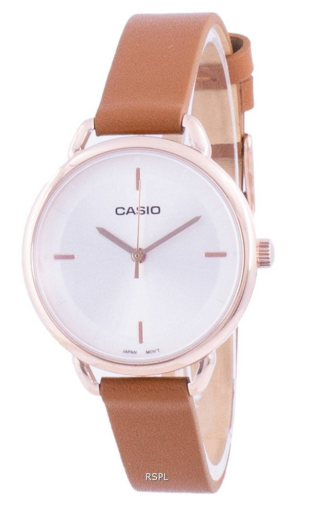 Casio Silver Dial Leather Strap Quartz LTP-E413PL-7A LTPE413PL-7A Women's Watch