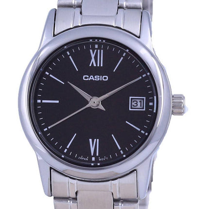 Casio Black Dial Stainless Steel Analog Quartz LTP-V002D-1B3 LTPV002D-1 Women's Watch