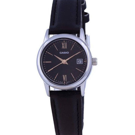 Casio Black Dial Stainless Steel Analog Quartz LTP-V002L-1B3 LTPV002L-1 Women's Watch