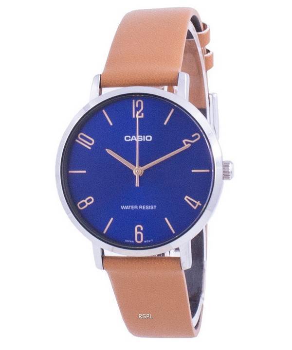 Casio Blue Dial Leather Strap Quartz LTP-VT01L-2B2 LTPVT01L-2B2 Women's Watch
