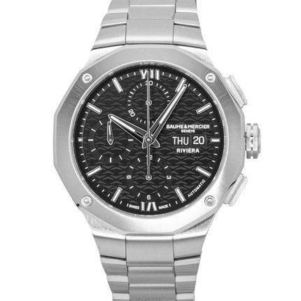 Baume & Mercier Riviera Chronograph Stainless Steel Black Dial Automatic M0A10825 100M Men's Watch