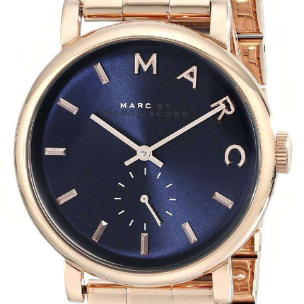 Marc By Marc Jacobs Baker Navy Dial Rose Gold-tone Steel MBM3330 Womens Watch