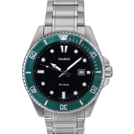 Casio Standard Analog Stainless Steel Black Dial Quartz MDV-107D-3 200M Mens Watch
