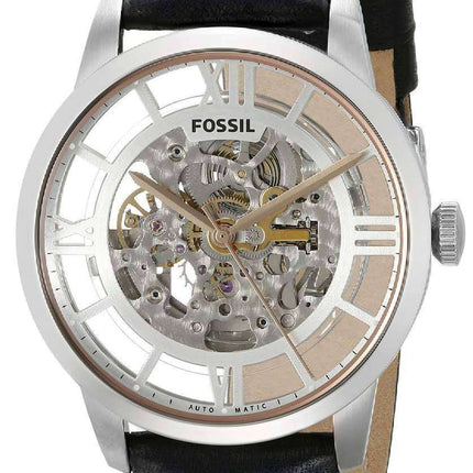 Fossil Townsman Automatic Skeleton Dial Black Leather ME3041 Mens Watch