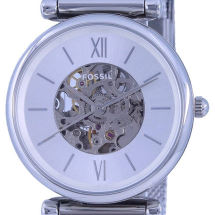 Fossil Carlie Silver Dial Stainless Steel Automatic ME3176 Women's Watch