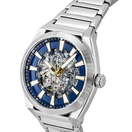 Fossil Everett Stainless Steel Blue Skeleton Dial Automatic ME3220 Men's Watch
