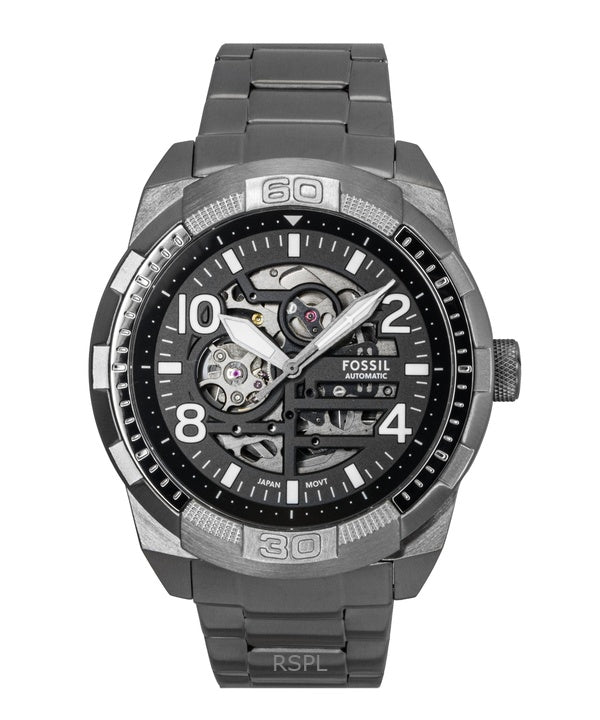 Fossil Bronson Stainless Steel Black Skeleton Dial Automatic ME3255 Men's Watch
