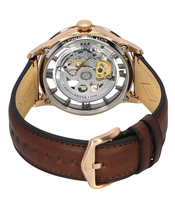 Fossil Townsman Leather Strap Brown Skeleton Dial Automatic ME3259