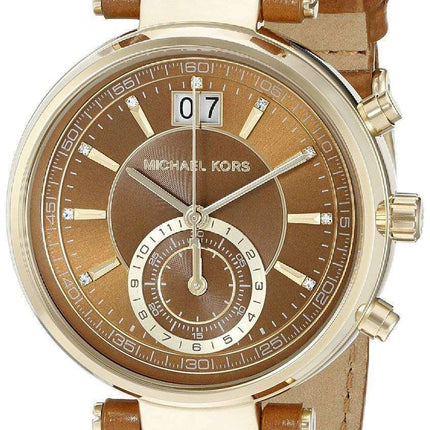 Michael Kors Sawyer Chronograph Amber Sunray Dial MK2424 Womens Watch