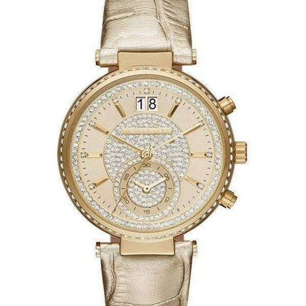Michael Kors Sawyer Champagne Crystal Pave Dial MK2444 Womens Watch