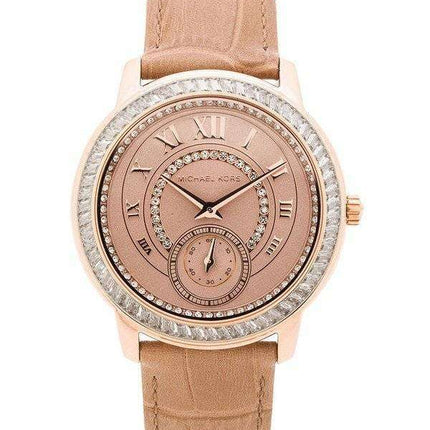 Michael Kors Madelyn Rose Gold Dial Beige Leather MK2448 Womens Watch