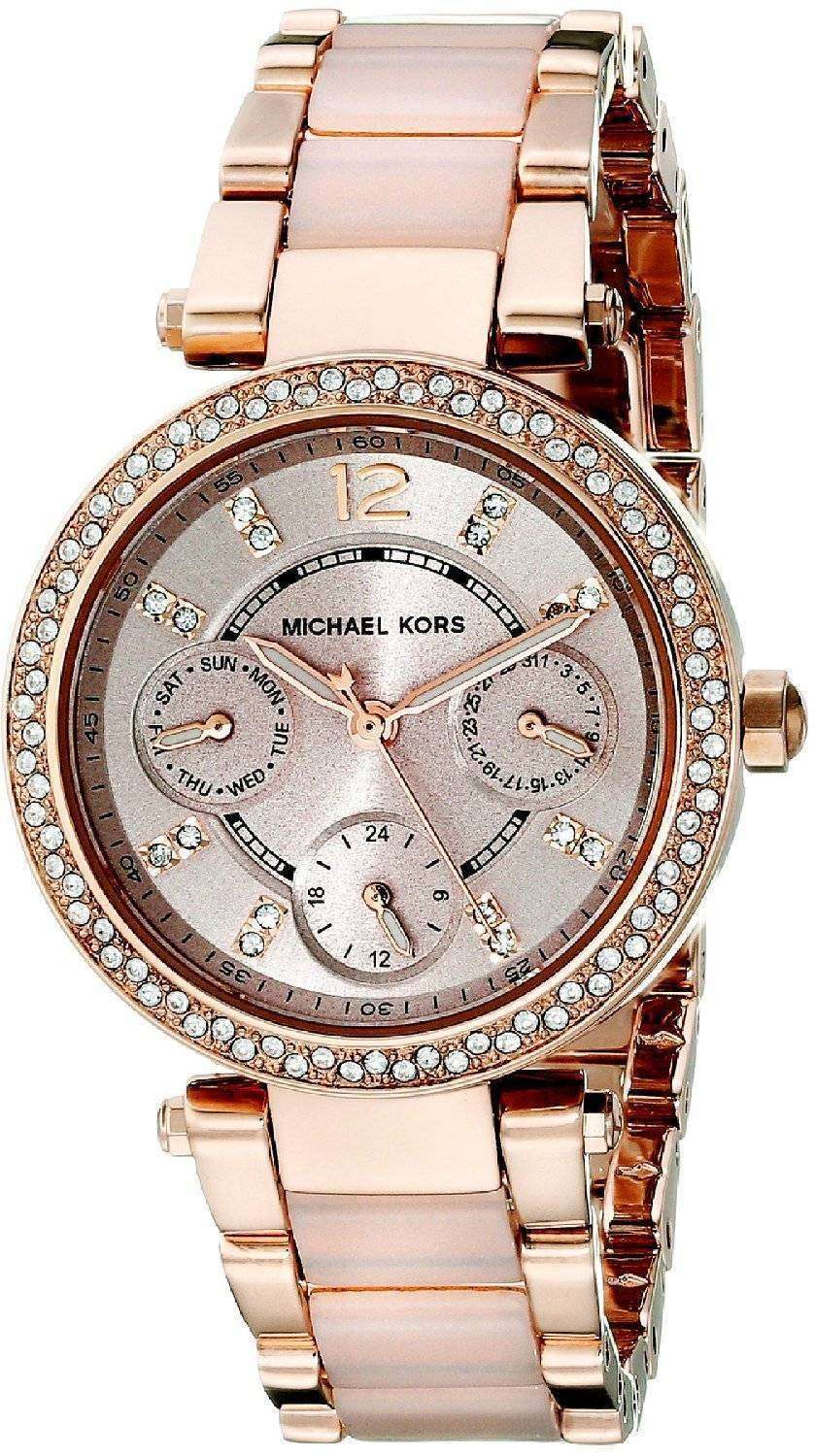 Michael Kors Parker Mini Multi-Function Rose Dial MK6110 Womens
